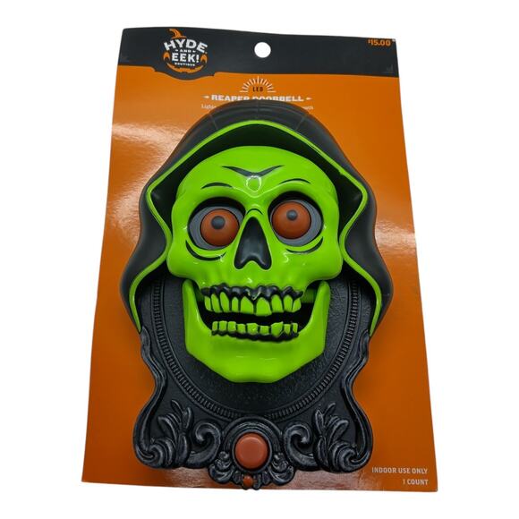 Grim Reaper Doorbell NEW Animated, Lights, Talks, Hyde & Eek Halloween - Picture 1 of 3